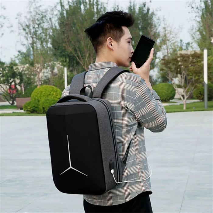 17-inch Laptop Backpack with USB Charging Port Oxford Cloth+Polyester Travel Work Rucksack - Black - 6