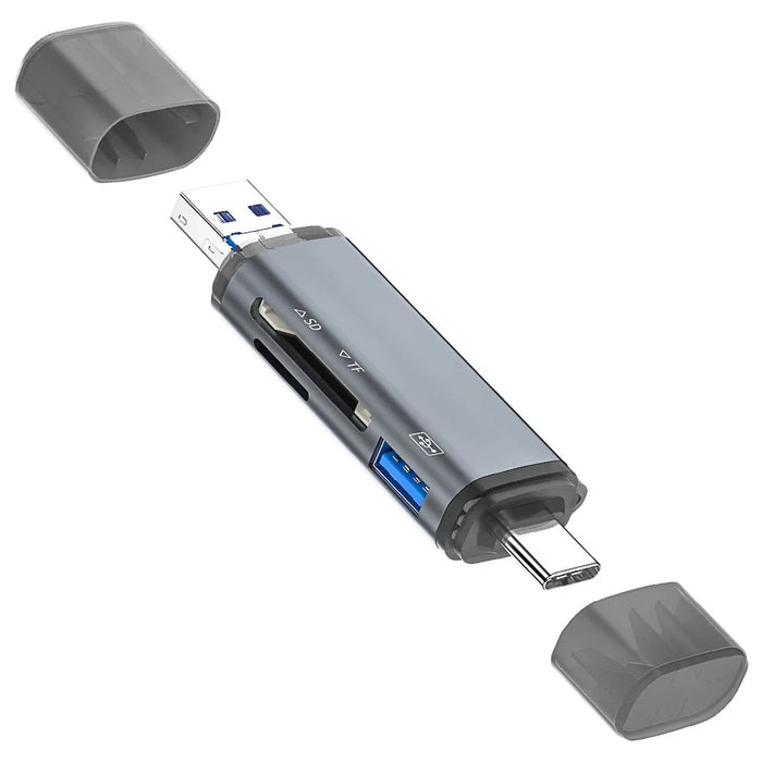 ADS-306 USB / 8-Pin / Type-C Plug SD TF Card Reader U-Disk Data Transfer Adapter - 2