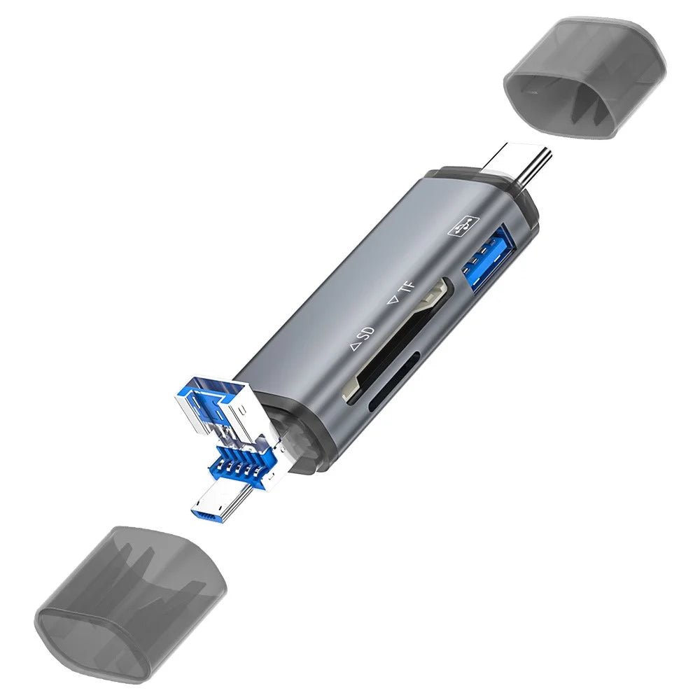 ADS-307 USB / Type-C / Micro Plug SD TF Card U-Disk Reader Data Transfer OTG Adapter - 1