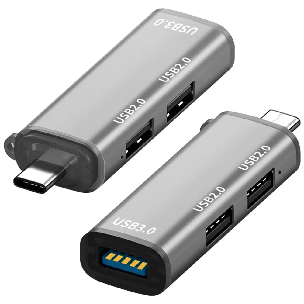 ADS-302C Type-C Adapter Hub to USB 3.0 +  Dual USB 2.0 Expansion Station - Grey - 1