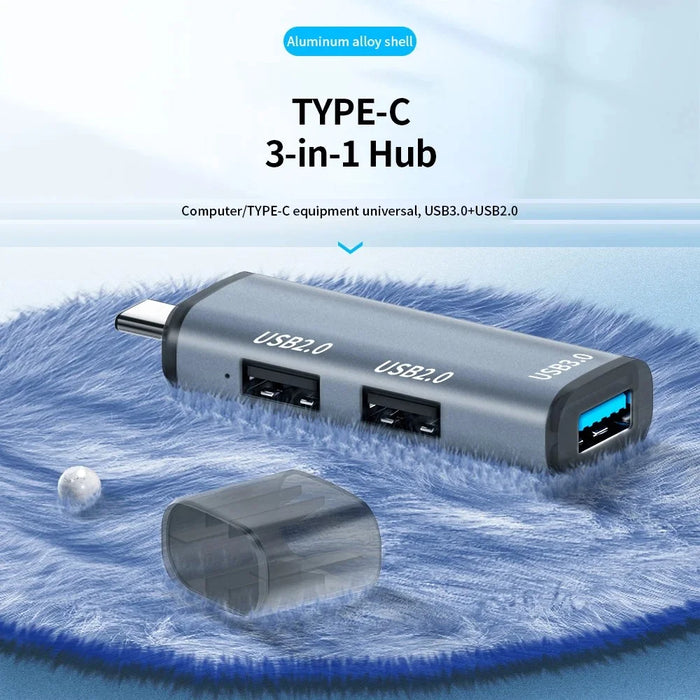ADS-302C Type-C Adapter Hub to USB 3.0 +  Dual USB 2.0 Expansion Station - Grey - 4