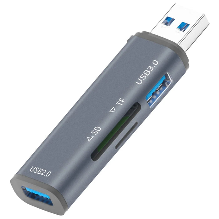 ADS-308A Aluminum Alloy USB 3.0 + USB 2.0 Splitter Hub SD / TF Card Reader - 1
