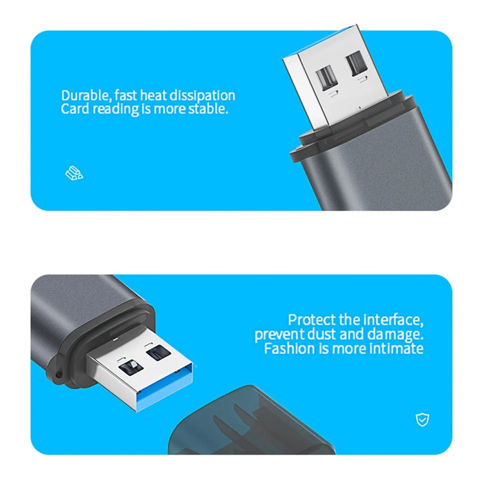 ADS-308A Aluminum Alloy USB 3.0 + USB 2.0 Splitter Hub SD / TF Card Reader - 6