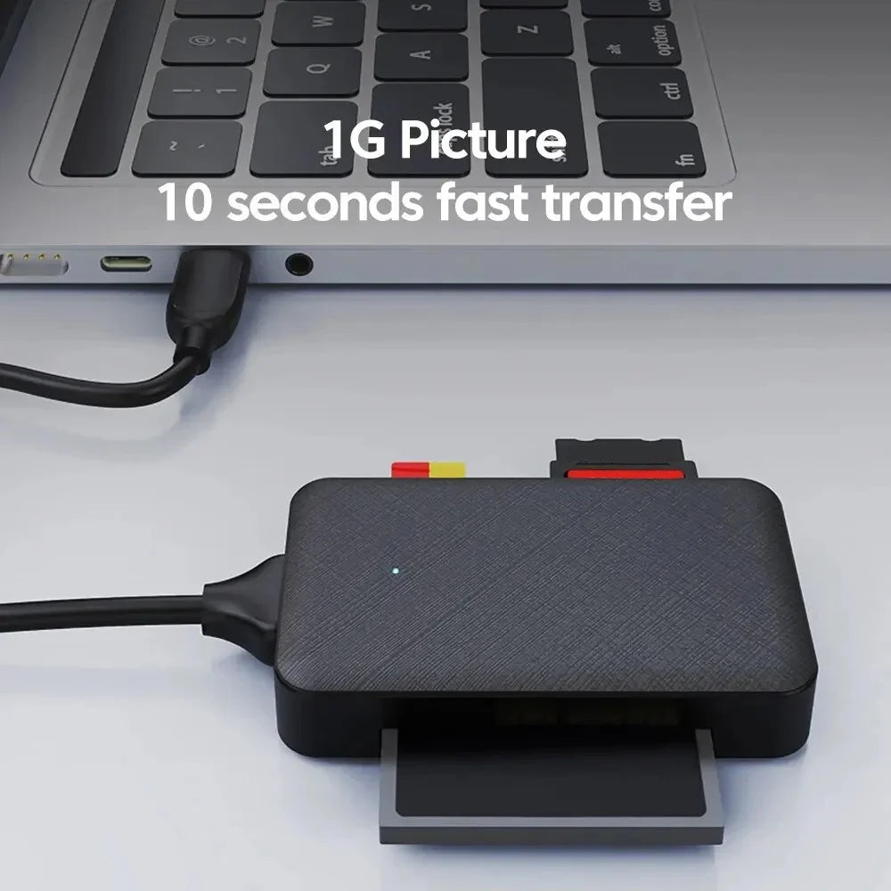 4-In-1 USB-C Card Reader for SD+TF+MS+CF Cards Laptop Computer Data Transfer Adapter - 6