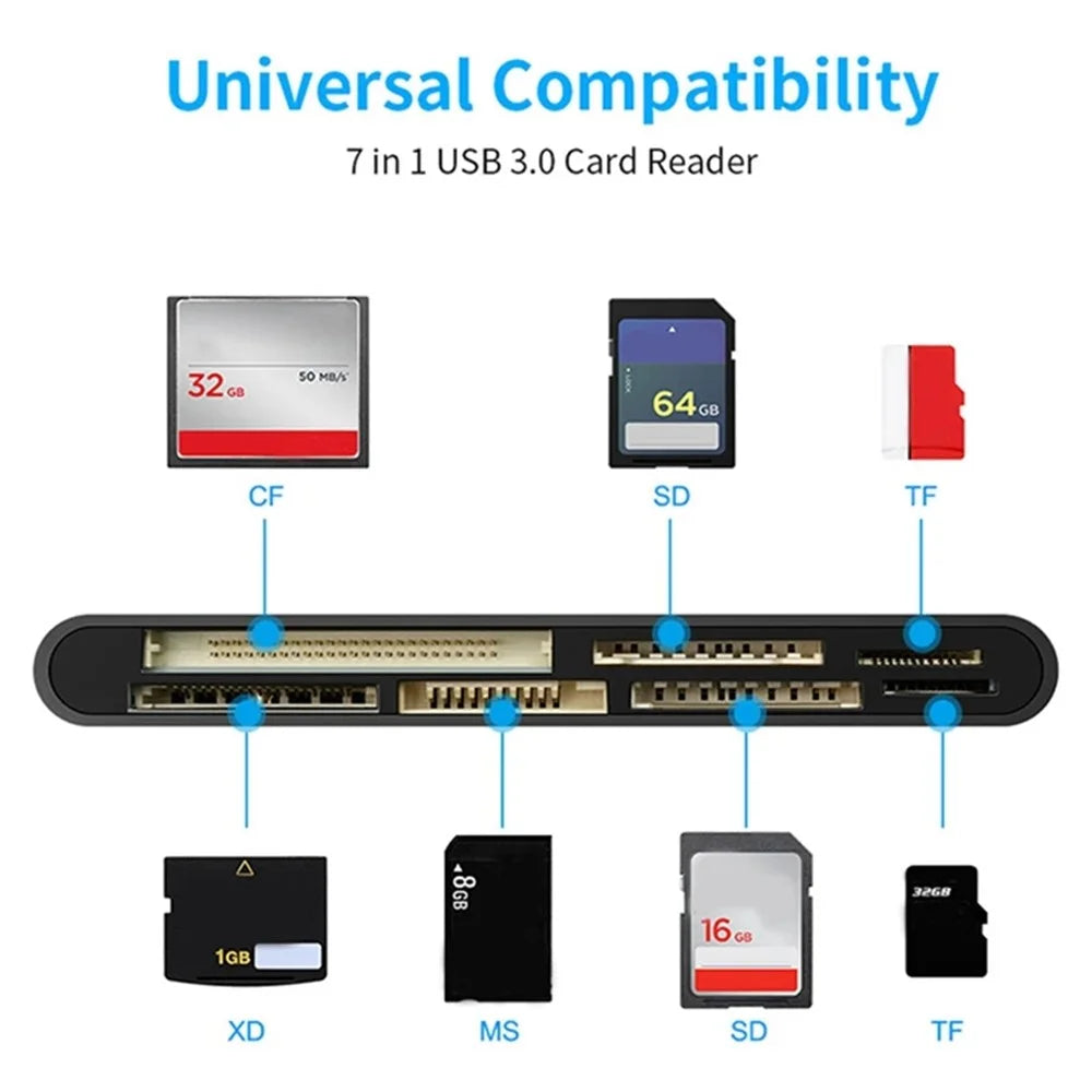 CR7 USB 3.0 Multifunctional Card Reader CF XD MS SD TF Card Reader for Mac / Windows / Linux - 5
