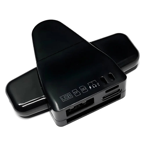 USB / 8-Pin / Type-C Plug Card Reader USB+SD+TF+USB-C Memory Card U-Disk Hard Disk Adapter - Black - 1