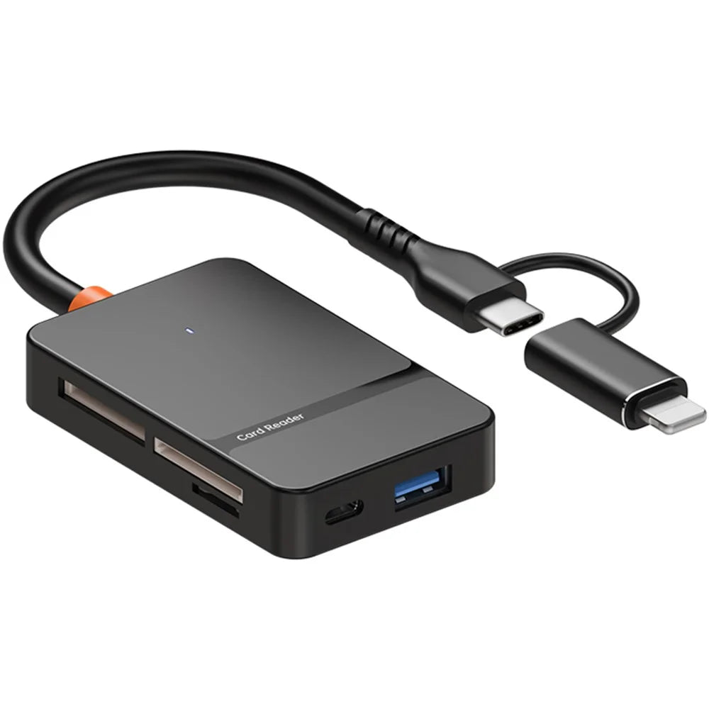 For Huawei  /  Xiaomi  /  Samsung 8-in-1 Card Reader Type-C + iP to SD  /  TF  /  MS  /  CF1  /  Type-C  /  USB 3.0 U Disk Reading Adapter - 1