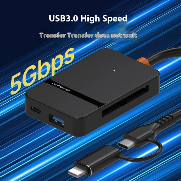 For Huawei  /  Xiaomi  /  Samsung 8-in-1 Card Reader Type-C + iP to SD  /  TF  /  MS  /  CF1  /  Type-C  /  USB 3.0 U Disk Reading Adapter - 3