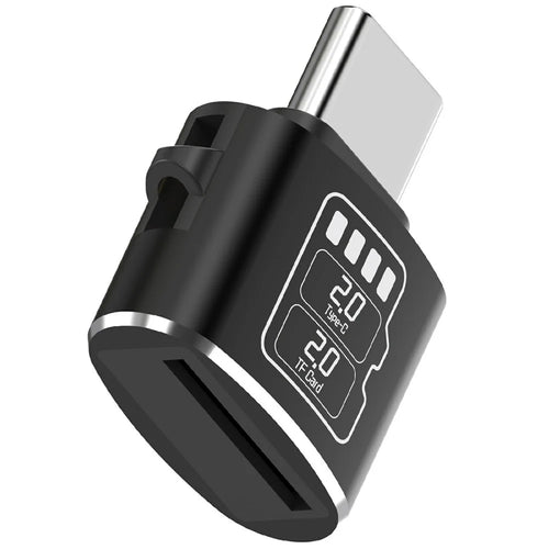 Aluminum Alloy Mini Type-C Card Reader Supports Up to 2TB TF Card, 25MB / s Read Speed - Black - 1