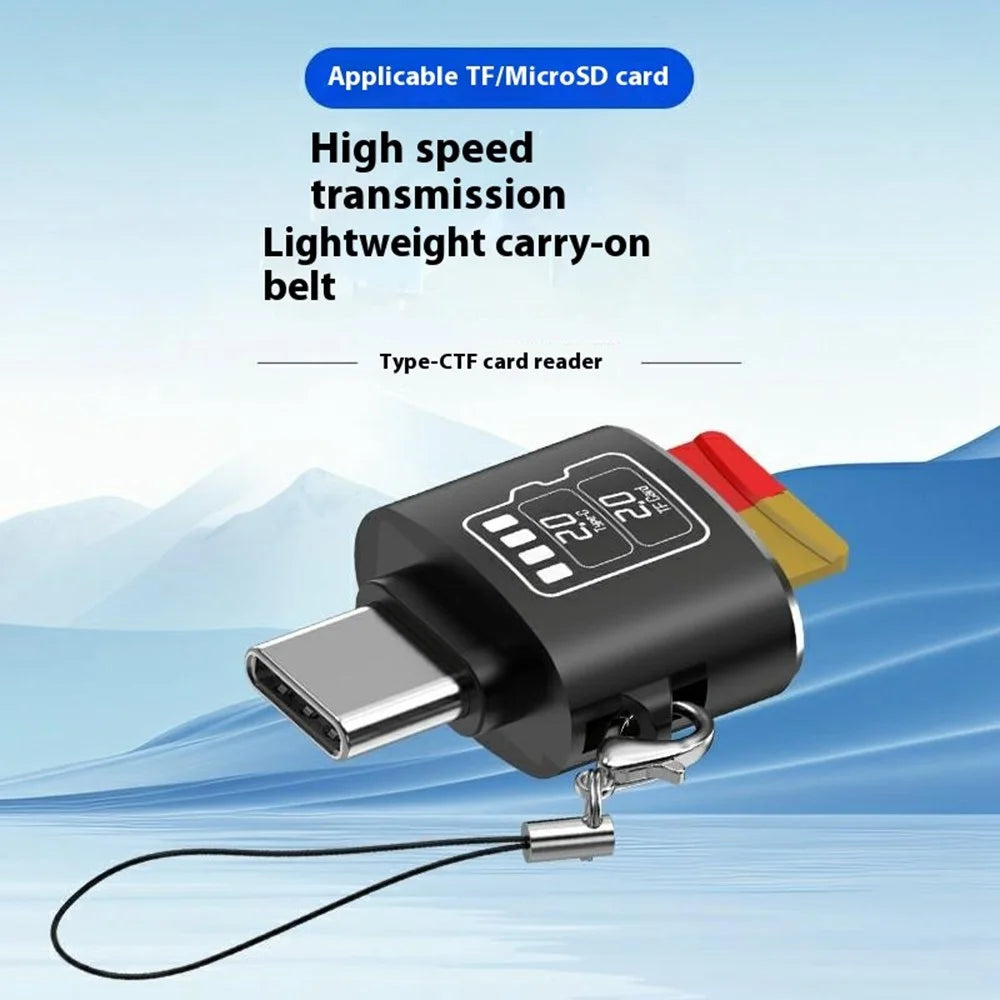 Aluminum Alloy Mini Type-C Card Reader Supports Up to 2TB TF Card, 25MB / s Read Speed - Black - 2