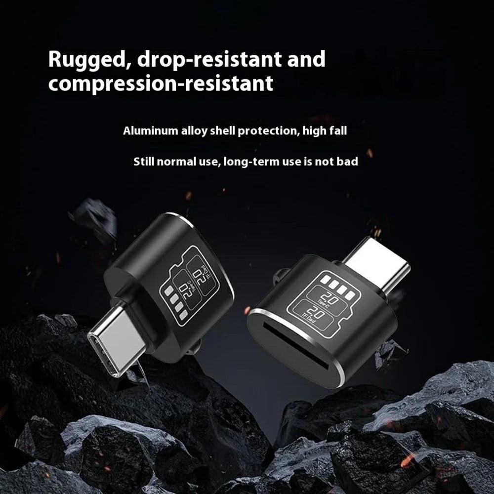 Aluminum Alloy Mini Type-C Card Reader Supports Up to 2TB TF Card, 25MB / s Read Speed - Black - 4