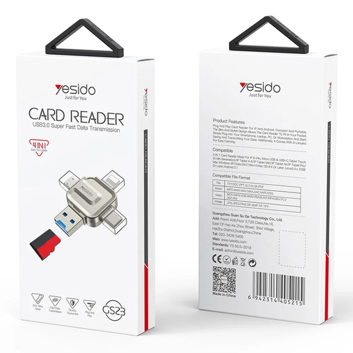 YESIDO GS23 USB 3.0 High Speed Card Reader 4 in 1 TF Card Reader Portable Memory Card Adapter - 7