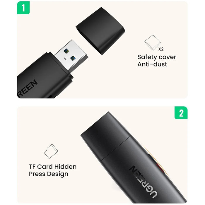 UGREEN 2-in-1 USB A to USB C OTG Card Reader PC Laptop Phone Converter Smart Memory Card Reader Adapter - 7
