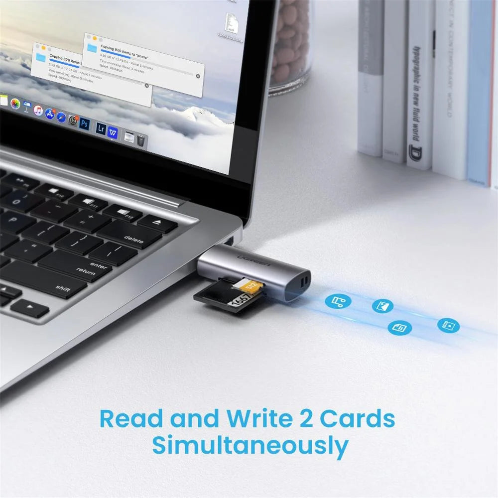 UGREEN 60723 2-in-1 USB 3.0 5Gbps High Speed SD/TF Memory Card Reader - 2