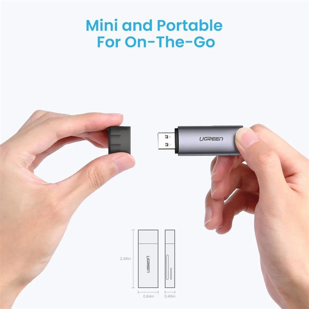 UGREEN 60723 2-in-1 USB 3.0 5Gbps High Speed SD/TF Memory Card Reader - 5