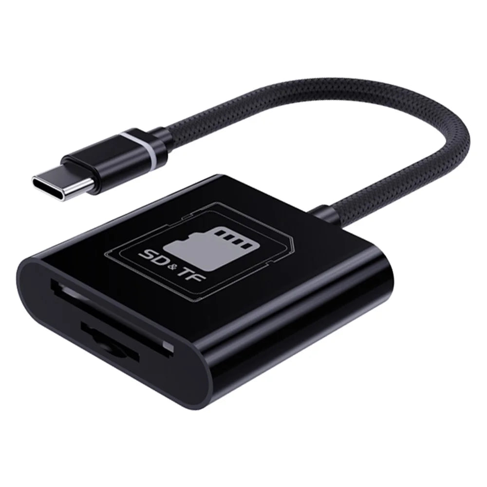 Type-C 2 in 1 Card Reader for TF / SD Cards Support Up to 2TB Compatible with Windows / MAC OS / Linux / Android - 1