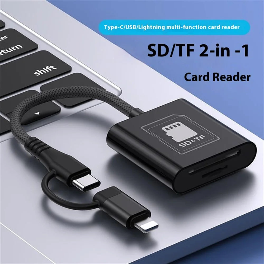 8Pin + Type-C 2 in 1 Card Reader for TF / SD Cards Supports Up to 2TB Compatible with iOS / Android - 4