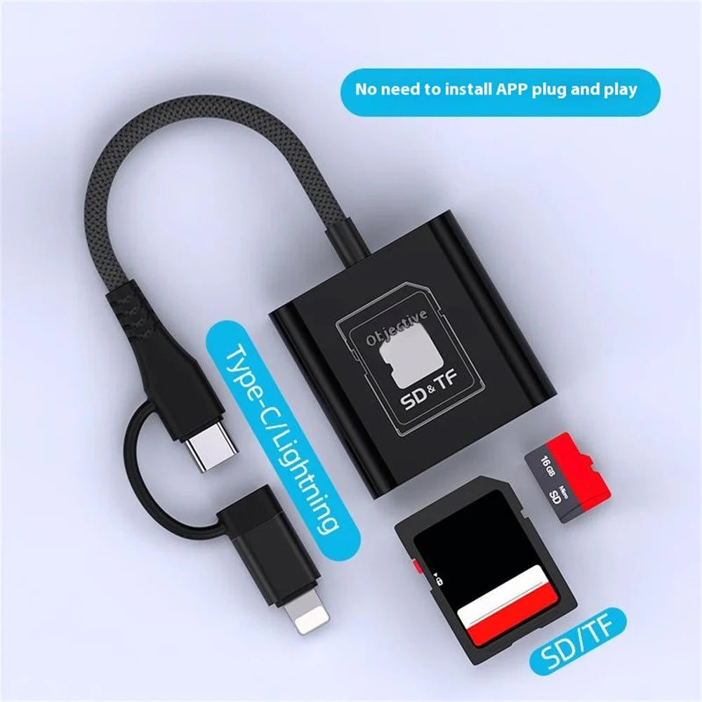 8Pin + Type-C 2 in 1 Card Reader for TF / SD Cards Supports Up to 2TB Compatible with iOS / Android - 6