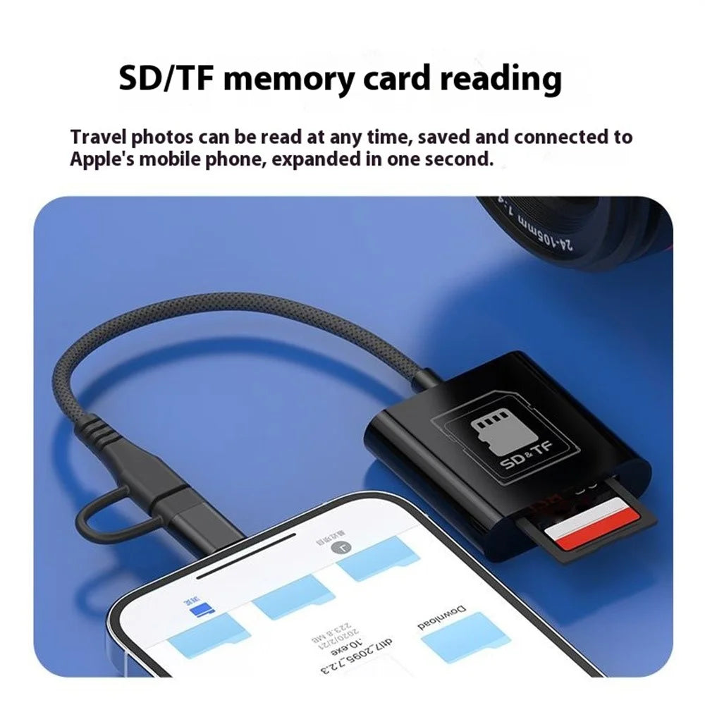 8Pin + Type-C 2 in 1 Card Reader for TF / SD Cards Supports Up to 2TB Compatible with iOS / Android - 7