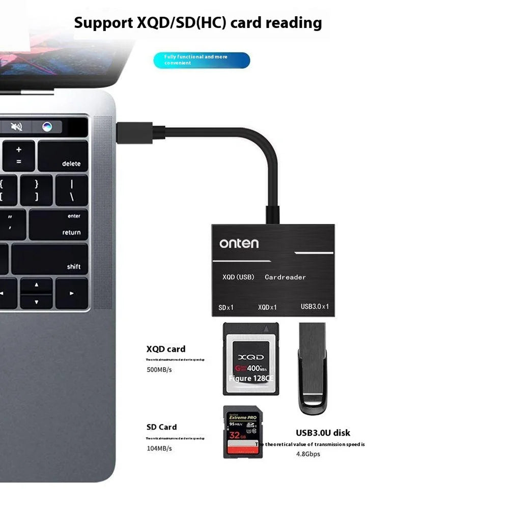 ONTEN OTN-9189 Type-C to XQD / SD Slot + USB 3.0 High Speed Data Transfer 3 in 1 Card Reader - 7
