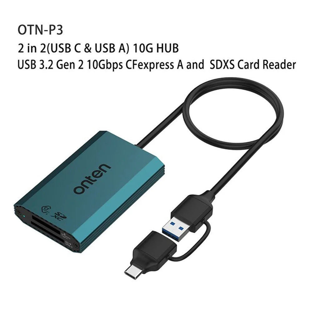 ONTEN P3 Dual Slot Card Reader USB-A / USB-C to Cfexpress A / SDXC High Speed Data Transfer Adapter - 3