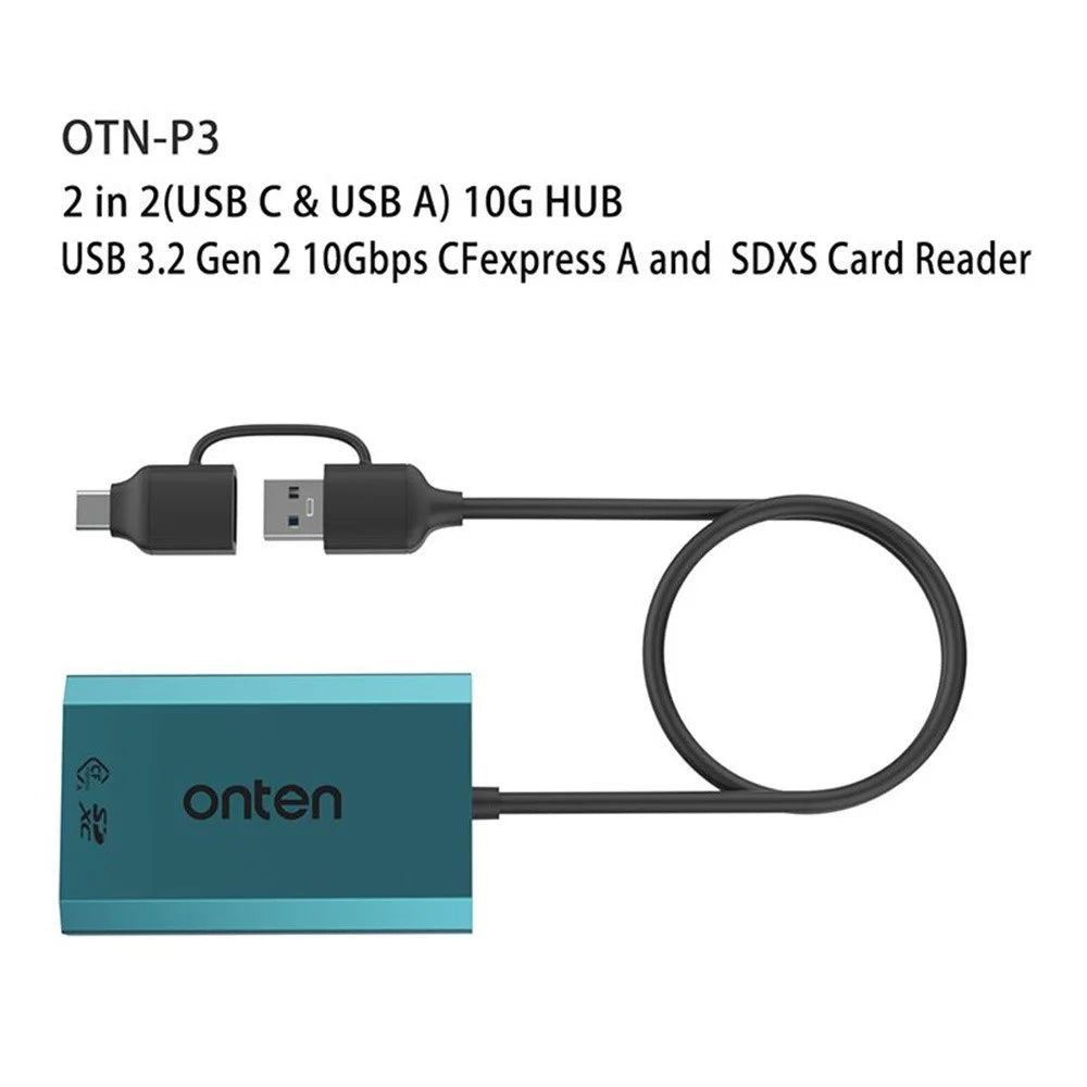 ONTEN P3 Dual Slot Card Reader USB-A / USB-C to Cfexpress A / SDXC High Speed Data Transfer Adapter - 4