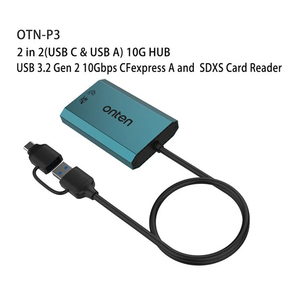 ONTEN P3 Dual Slot Card Reader USB-A / USB-C to Cfexpress A / SDXC High Speed Data Transfer Adapter - 5