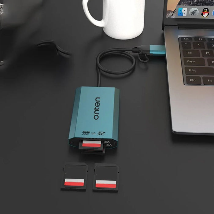 ONTEN OTN-P5 USB-C / USB 3.0 to Dual SD Card Reader UHS-II Data Transfer Adapter for Laptop PC - 6