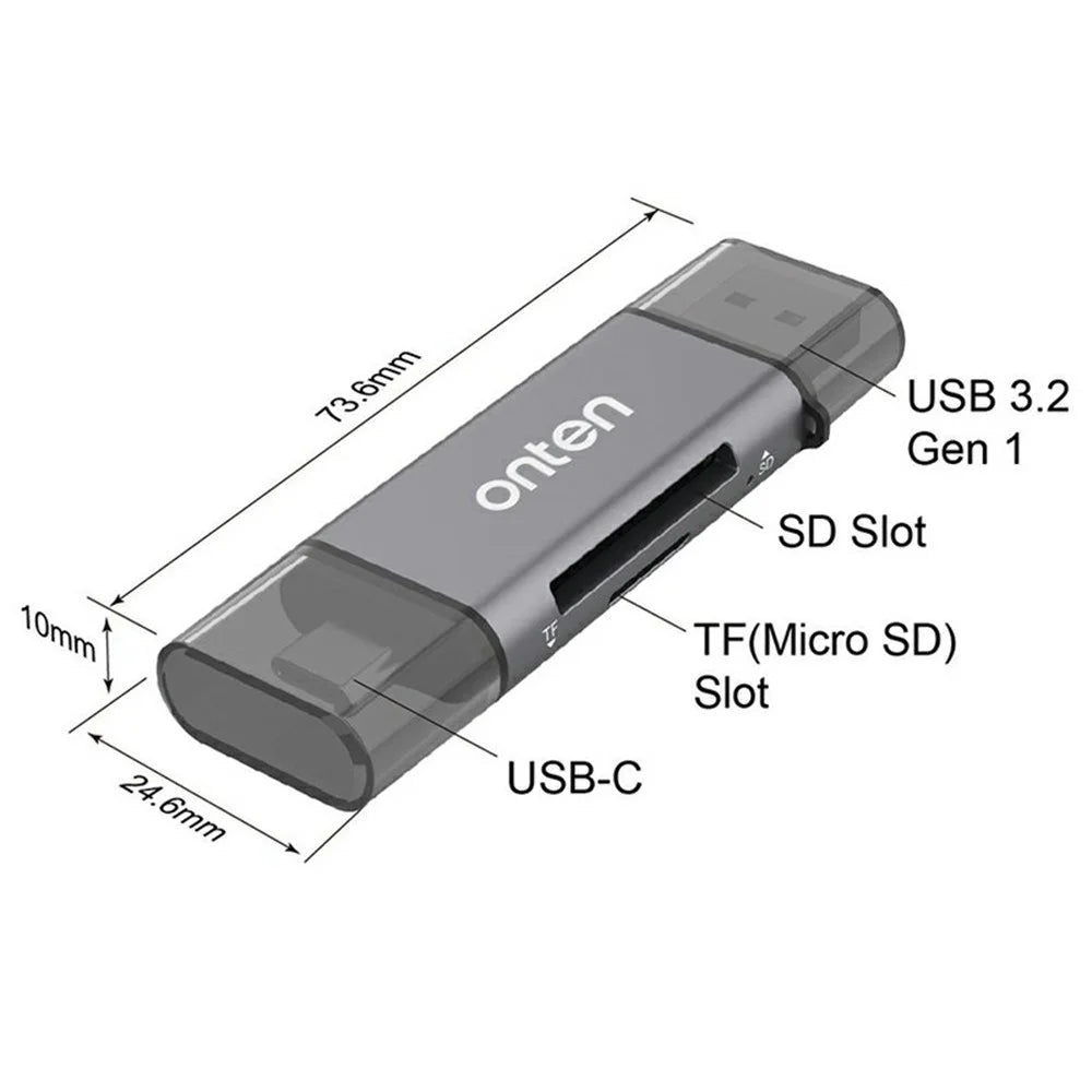 ONTEN CR531A Multifunctional Type-C / USB3.0 SD TF Card Reader OTG Phone Memory Card Reader - 5