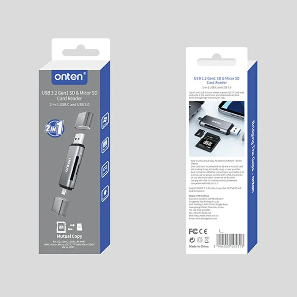 ONTEN CR531A Multifunctional Type-C / USB3.0 SD TF Card Reader OTG Phone Memory Card Reader - 6