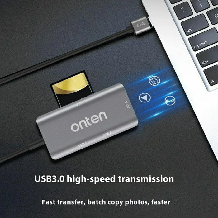 ONTEN 8107 USB 3.0 High Speed Card Reader CF SD TF Cards Simultaneous Reading Aluminum Alloy Adapter - 2