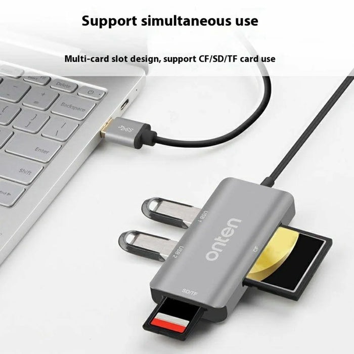 ONTEN 8107 USB 3.0 High Speed Card Reader CF SD TF Cards Simultaneous Reading Aluminum Alloy Adapter - 3