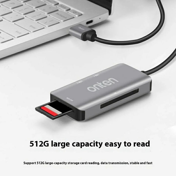 ONTEN 8107 USB 3.0 High Speed Card Reader CF SD TF Cards Simultaneous Reading Aluminum Alloy Adapter - 4