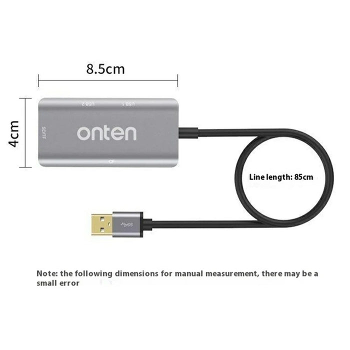 ONTEN 8107 USB 3.0 High Speed Card Reader CF SD TF Cards Simultaneous Reading Aluminum Alloy Adapter - 5