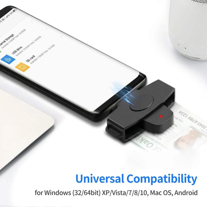 ROCKETEK CSCR3 Type-C Smart CAC Card Reader IC ID SIM Bank Card Adapter for Laptop Android Phone - 3