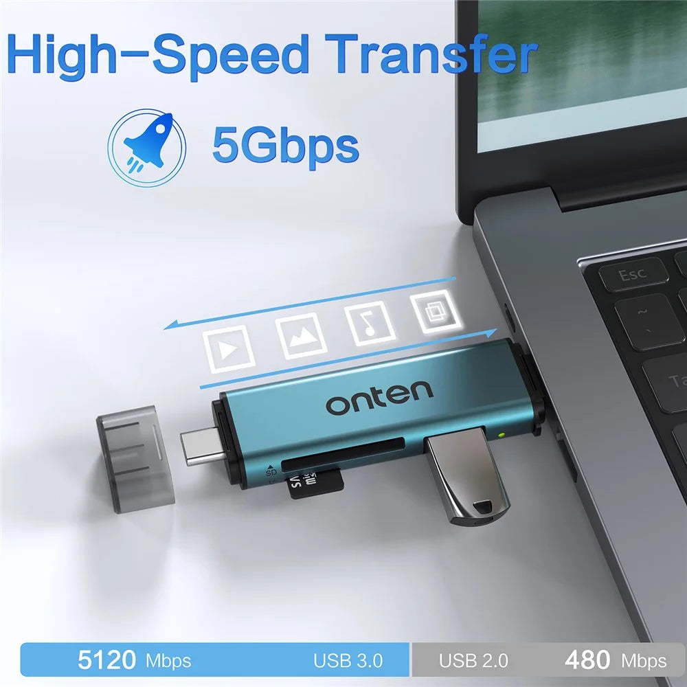 ONTEN OTN-CR537S Type-C / USB to USB3.0 + SD / TF Card Slots Multi-Function Card Reader - 3