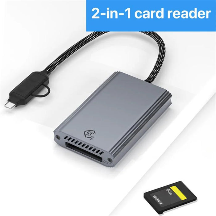 Type-C / USB to Cfexpress Type-B 2 in 1 Card Reader High Speed 10Gbps Memory Card Reader - Grey - 2