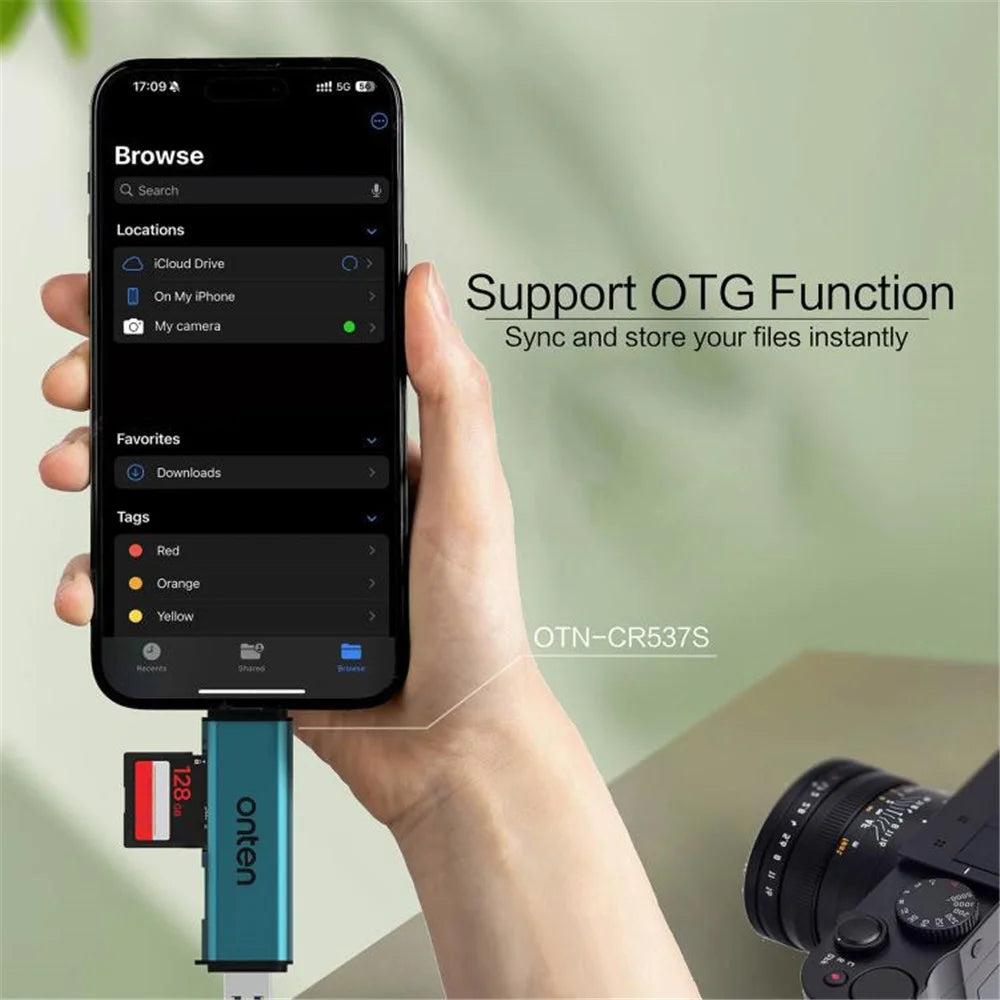 ONTEN OTN-CR537S USB A  /  Type C to Mini SD / TF Card Reader OTG Adapter for Phone Tablet Laptop - 3