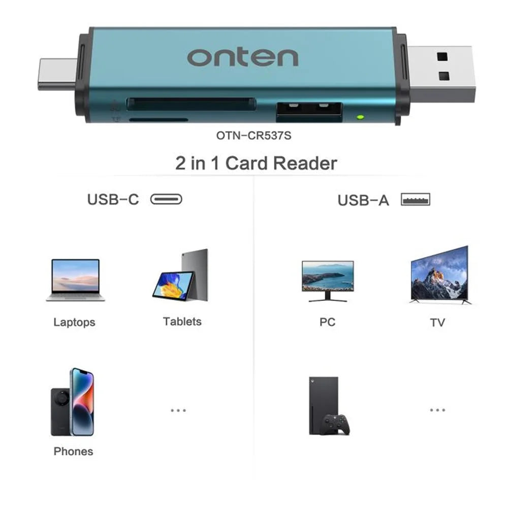 ONTEN OTN-CR537S USB A  /  Type C to Mini SD / TF Card Reader OTG Adapter for Phone Tablet Laptop - 4