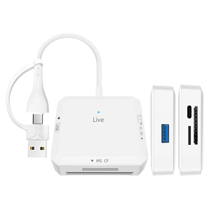 AJ1028 6 in 1 Card Reader USB Type-C Dual Port Data Hub TF SD MS CF USB PD 60W Charging Dock - 1