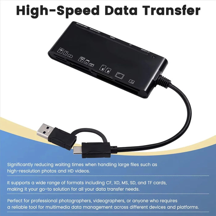 CR7 Type-C / USB 3.0 Multi-Function Card Reader CF / XD / MS / SD / TF Memory Card Reader for Phone Tablet Laptop PC - 5