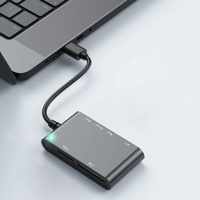 CR375-B 6-in-1 Multi-USB Smart Card Reader for Smart/MS/M2/TF/SIM/SD Cards Adapter Hub for Windows, Mac, Linux - 5