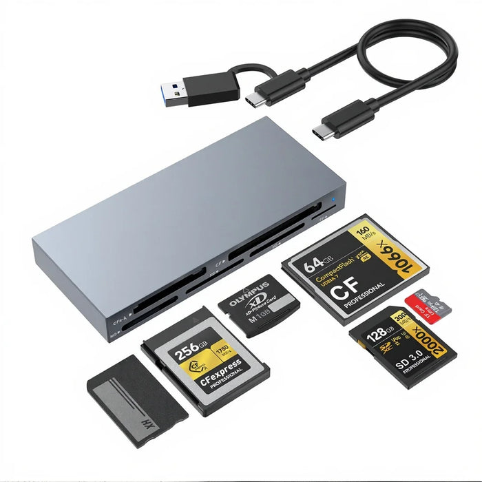 6-in-1 USB 3.1 Card Reader for SD / TF / CF / XD / CFe-A High Speed 10Gbps Type-C & USB A Multi-Card Reading Adapter - 1
