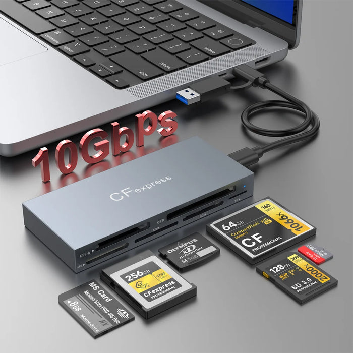 6-in-1 USB 3.1 Card Reader for SD / TF / CF / XD / CFe-A High Speed 10Gbps Type-C & USB A Multi-Card Reading Adapter - 4