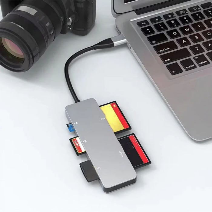 CR307D 5-in-1 Aluminum USB3.0/Type-C Card Reader for CFast/CF/XD/SD/TF Cards High Speed Data Transfer - 4