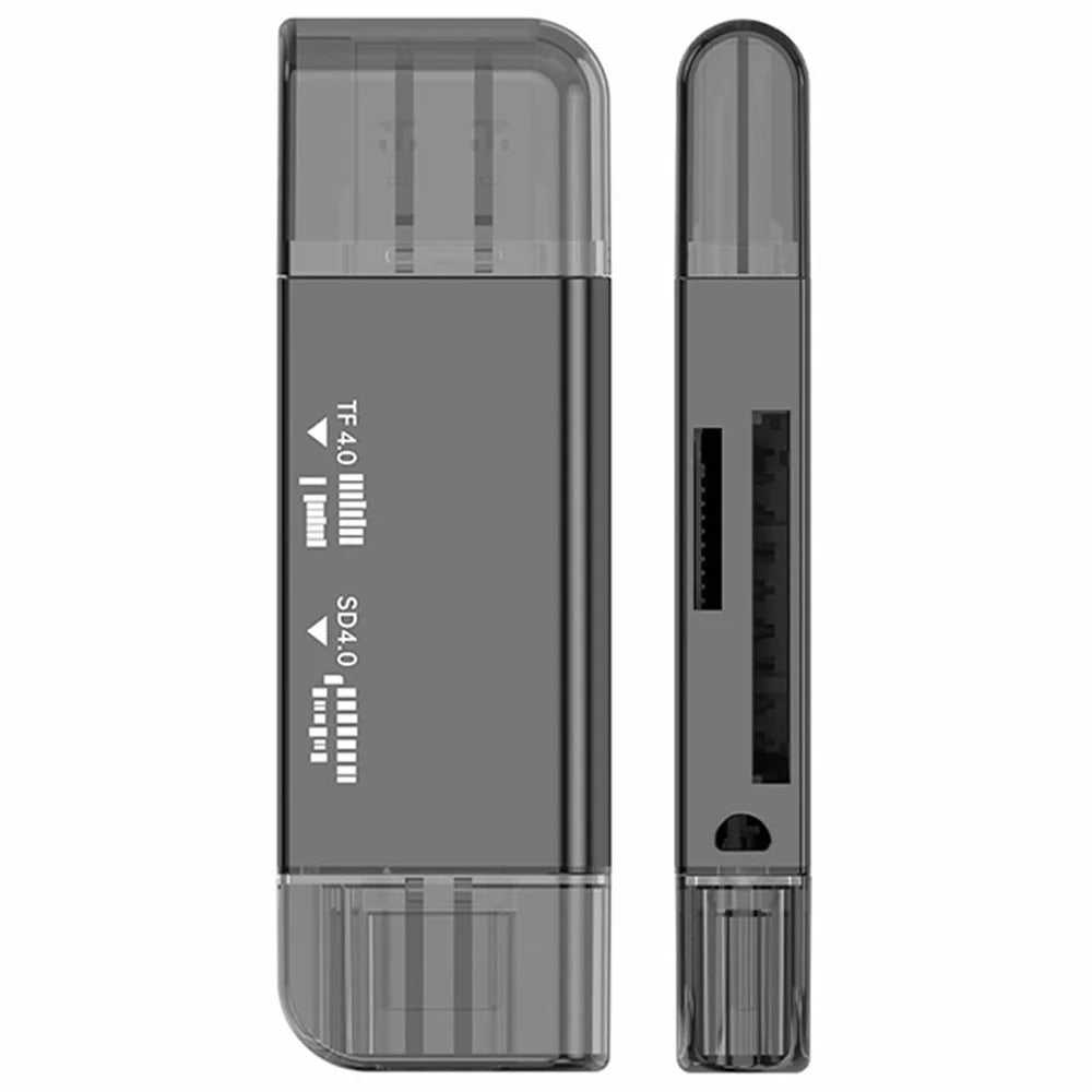 TYS-22F4.0 UHS-II USB + Type-C to SD / TF 4.0 High Speed Card Reader Dual Card Slots V60 / V90 Support 2TB TF Card for iOS / Android / Mac - Tarnish - 2
