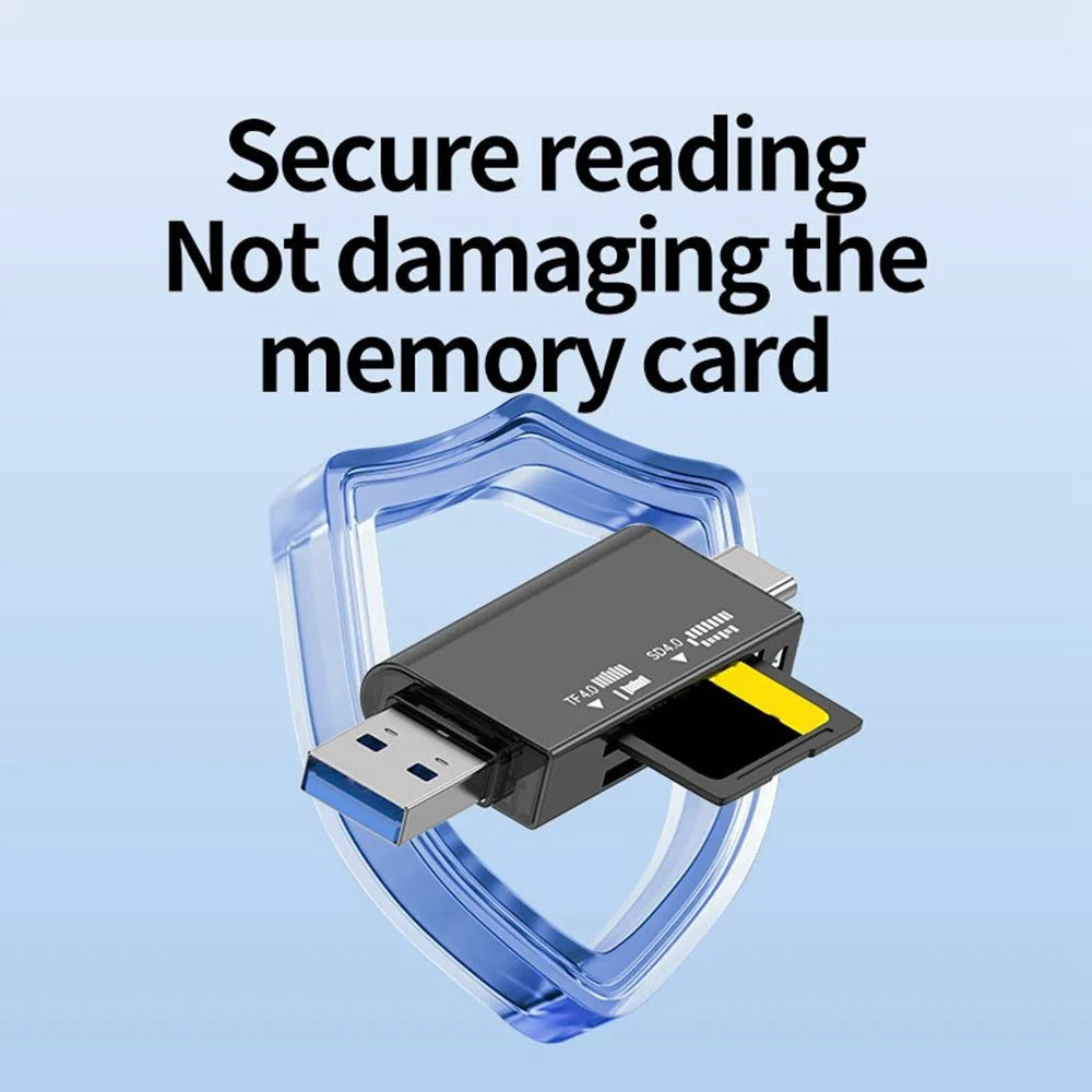 TYS-22F4.0 UHS-II USB + Type-C to SD / TF 4.0 High Speed Card Reader Dual Card Slots V60 / V90 Support 2TB TF Card for iOS / Android / Mac - Tarnish - 4