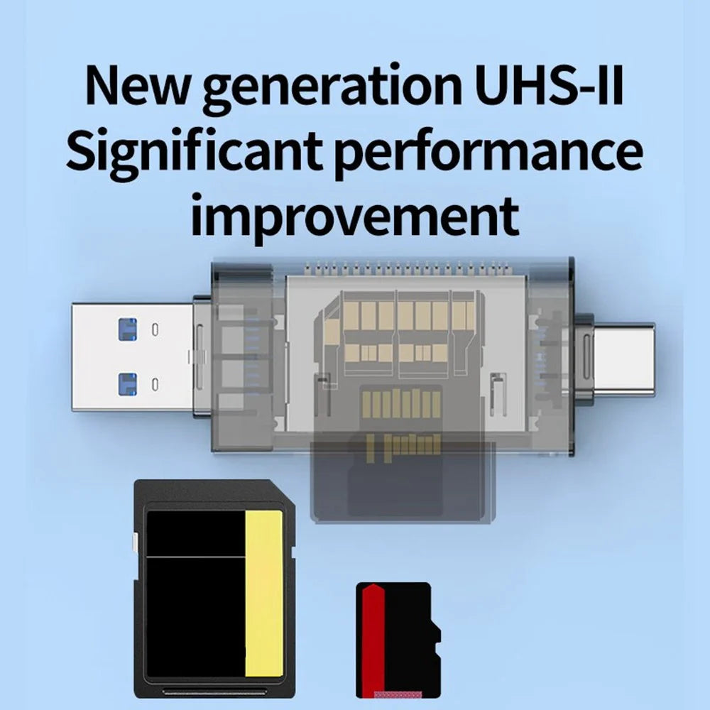 TYS-22F4.0 UHS-II USB + Type-C to SD / TF 4.0 High Speed Card Reader Dual Card Slots V60 / V90 Support 2TB TF Card for iOS / Android / Mac - Tarnish - 5