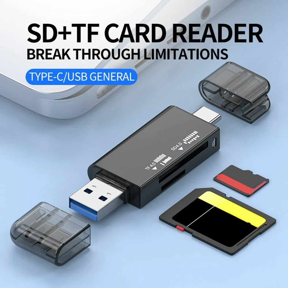 TYS-22F4.0 UHS-II USB + Type-C to SD / TF 4.0 High Speed Card Reader Dual Card Slots V60 / V90 Support 2TB TF Card for iOS / Android / Mac - Tarnish - 7