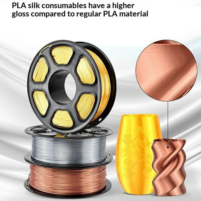 3D Printer Filament 1KG 1.75mm Silk PLA Material For FDM 3D Printing with Metal Like Texture - White - 4